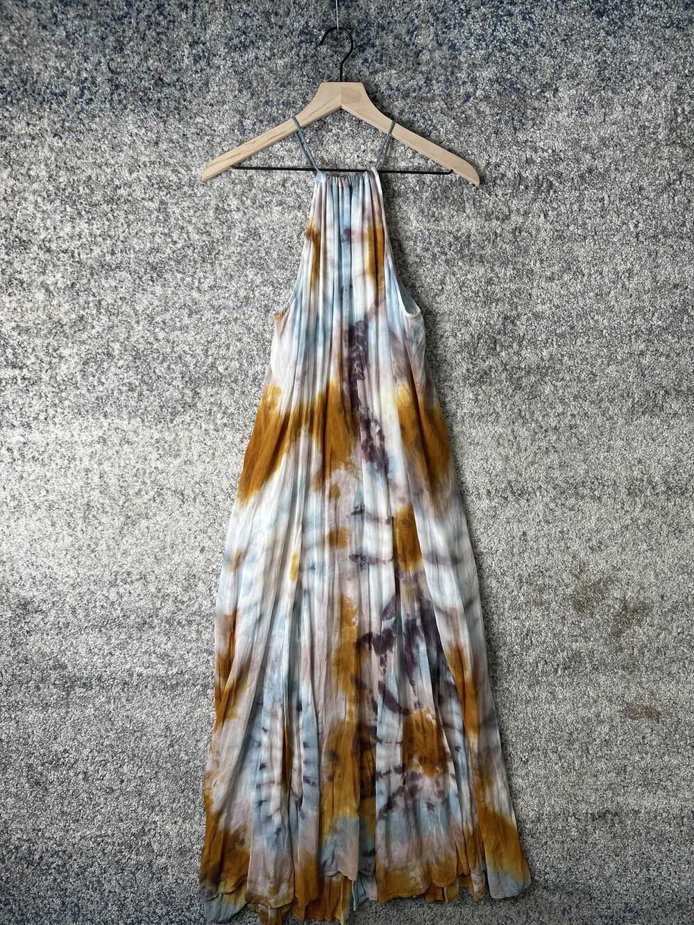 Young Fabulous & Broke Dress Womens XS Tie Dye Maxi Halter Boho Rayon Summer